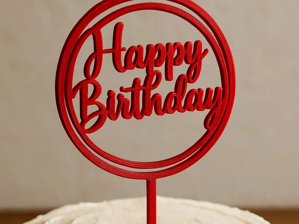 Happy Birthday Yuvarlak Çerçeve Pasta Süsü