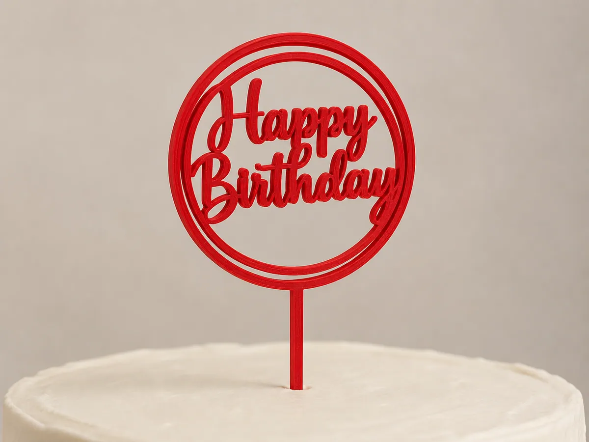 Happy Birthday Yuvarlak Çerçeve Pasta Süsü