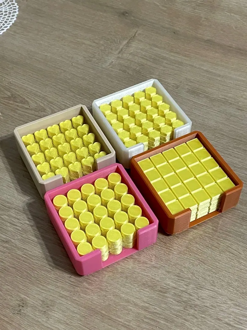 Bardak Altlığı Kalıp Seti – Kare, Altıgen, Kalp, Yuvarlak