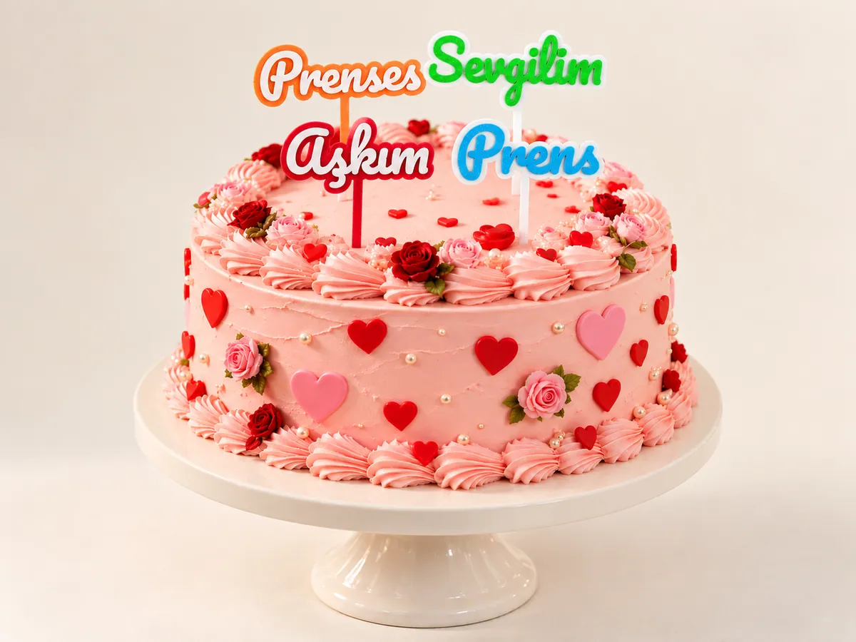 Sevgililer Günü Pasta Süsü Seti – 4 Parça