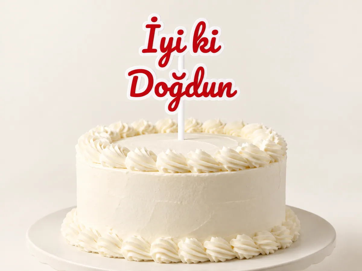 İyi ki Doğdun Pasta Süsü – Kırmızı Beyaz