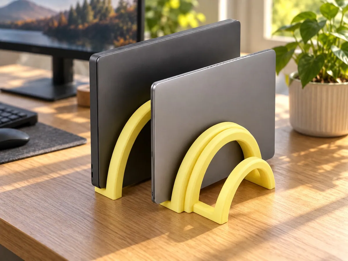 İkili Dikey Laptop Standı – 2 Yuvalı