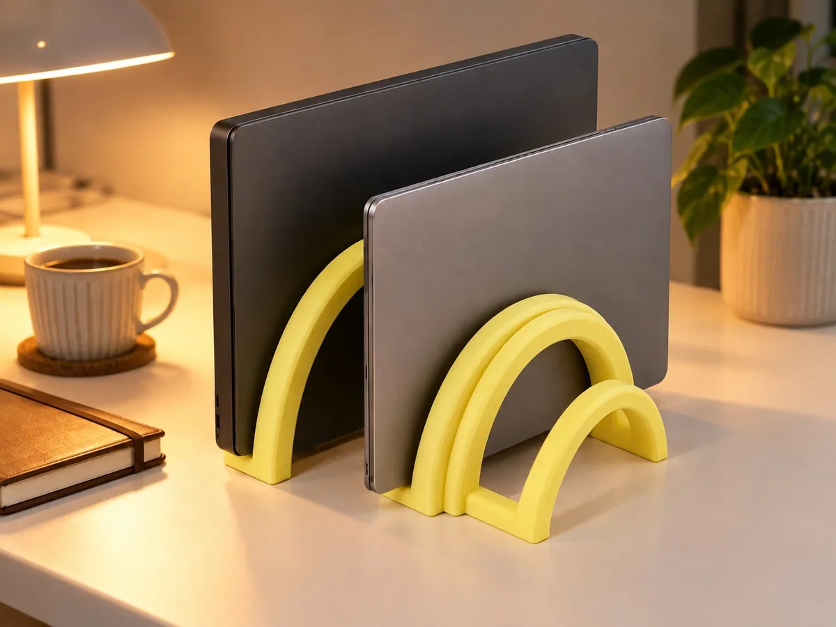 İkili Dikey Laptop Standı – 2 Yuvalı